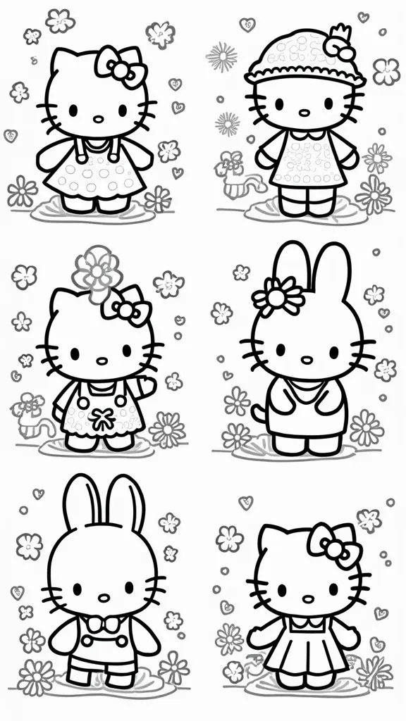 Kawaii Sanrio personajes para colorear